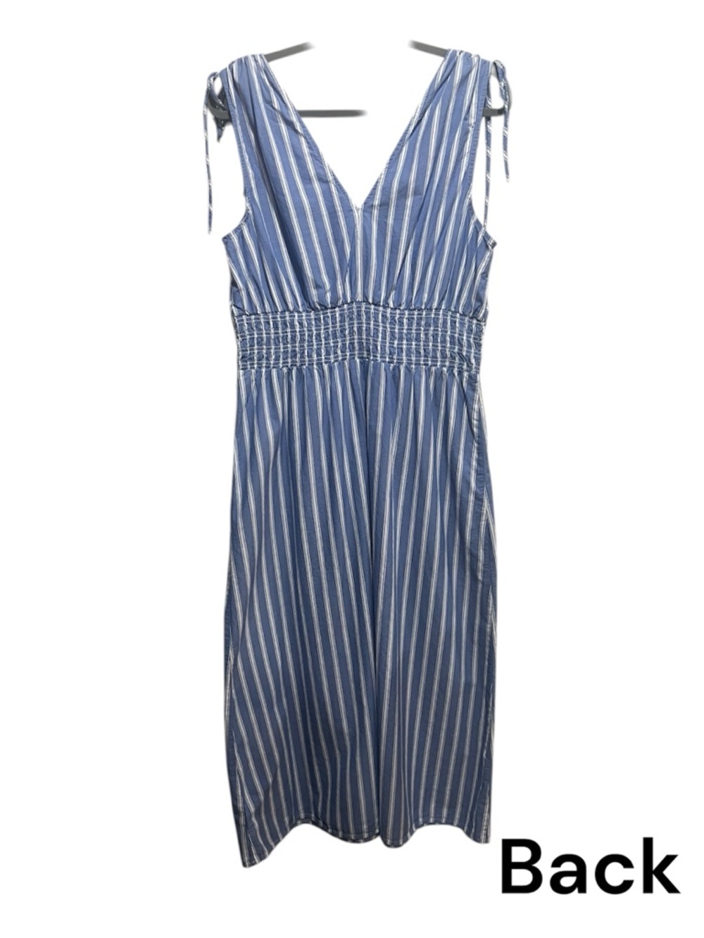 Old Navy Fit & Flare Sleeveless Striped Tie Shoulder Smocked Maxi Dress large - Picture 4 of 7